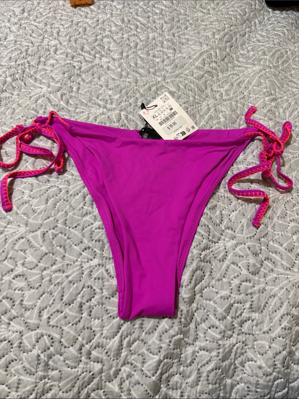 Zara Bright Magenta Tie-Side Bikini Bottom